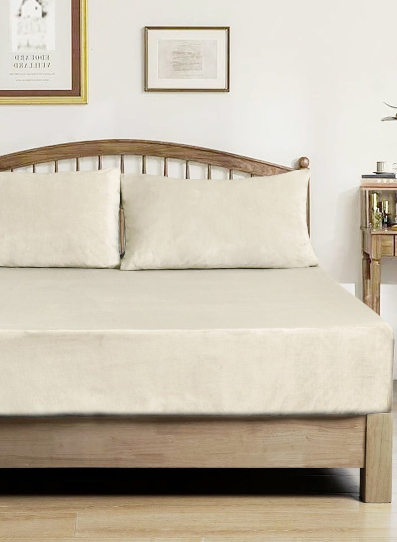 سيد المنسوجات المنزلية طقم شراشف مخمل، مقاس كينج - 3 قطع، يناسب سرير 200 × 200 سم، ناعم ومريح - Image 1