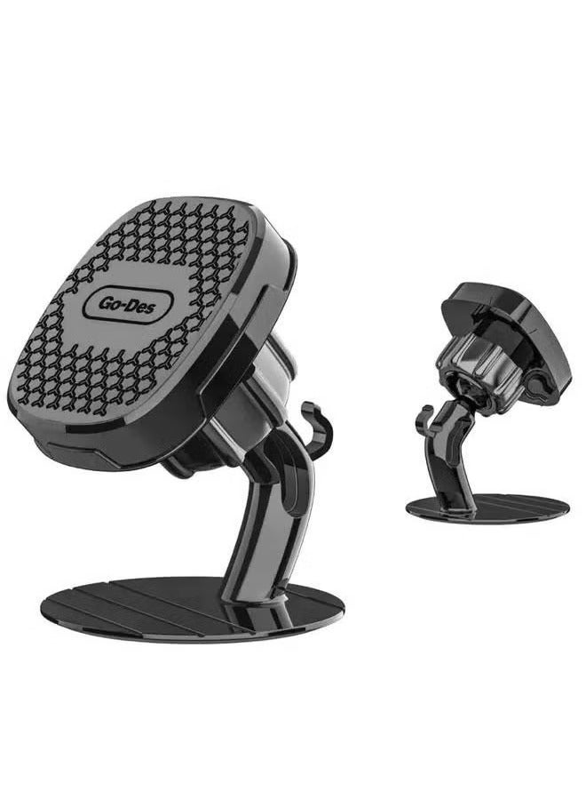 GO-DES GD-HD835 Universal Magnetic Car Phone Holder – Strong Magnet Mount for Dashboard or Air Vent – 360° Adjustable Rotation, One-Handed Operation, Anti-Slip Silicone Base – Secure Fit for iPhone, Samsung, Huawei, Xiaomi & All Android Smartphones – Black - Image 1