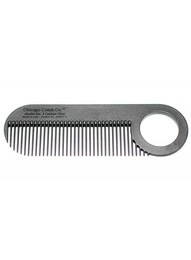 Chicago Comb Model 2 Carbon Fiber, Made in USA, Anti-static, 4 inches (10 cm) long, Fine-tooth, Pocket & Travel comb, for Thinner Hair, Beard & Mustache comb - Image 1