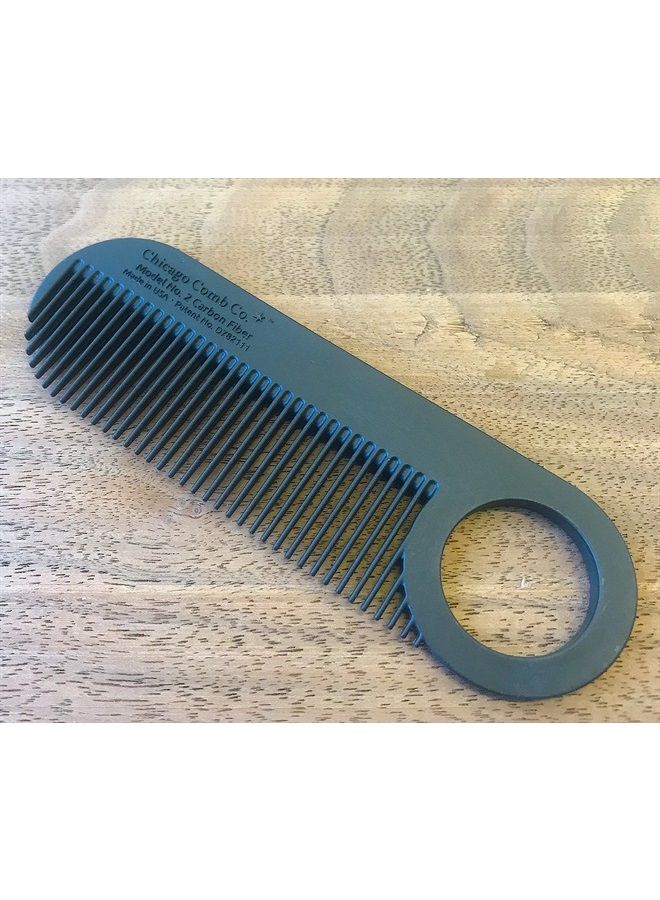 Chicago Comb Model 2 Carbon Fiber, Made in USA, Anti-static, 4 inches (10 cm) long, Fine-tooth, Pocket & Travel comb, for Thinner Hair, Beard & Mustache comb - Image 5