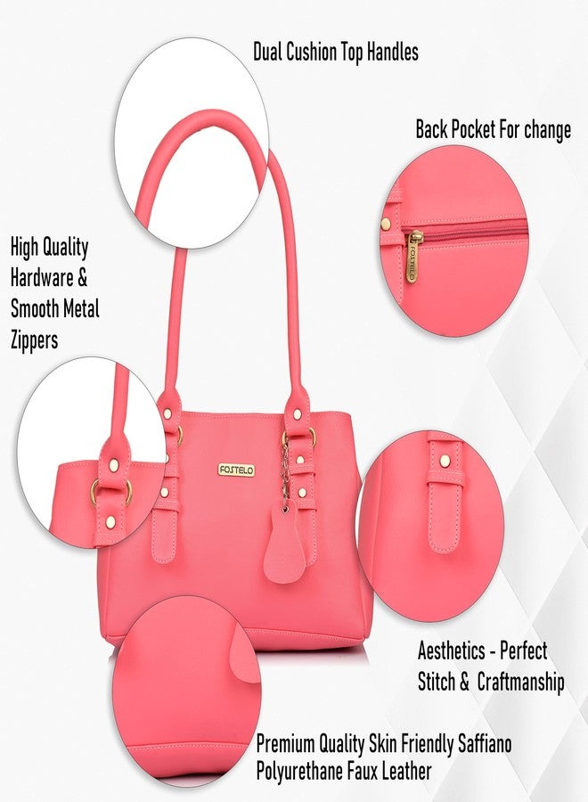 Fostelo Women's Westside Satchel Tote Handbag for Women | Ladies Purse | Stylish Shoulder Bag | Gift For Women | Pink - Image 2