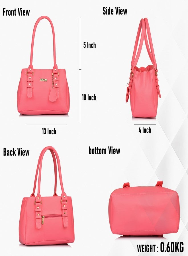 Fostelo Women's Westside Satchel Tote Handbag for Women | Ladies Purse | Stylish Shoulder Bag | Gift For Women | Pink - Image 3