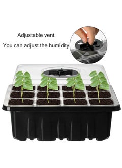 Gerenic 16 Pack Seed Trays, 192 Cells Total Tray, Plastic Seedling Starter Tray Kit with Dome, Humidity Adjustable Seed Growing Trays, Plant Germination Trays Greenhouse Trays with Black Base  - Image 4