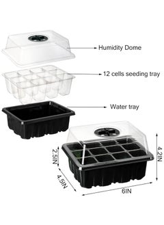 Gerenic 16 Pack Seed Trays, 192 Cells Total Tray, Plastic Seedling Starter Tray Kit with Dome, Humidity Adjustable Seed Growing Trays, Plant Germination Trays Greenhouse Trays with Black Base  - Image 2