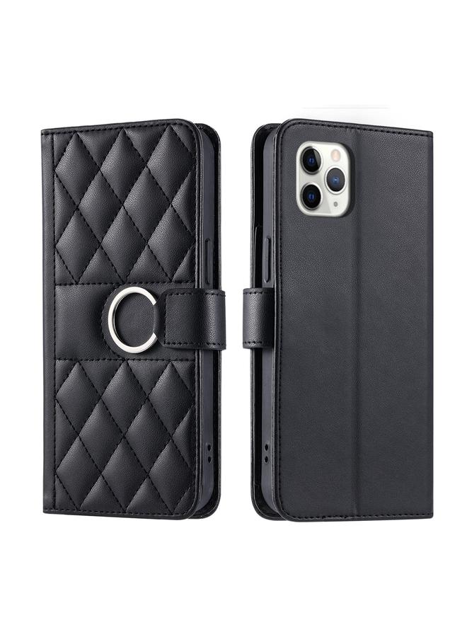 Zaboon Case For iPhone 11 Pro Ring Buckle Rhombic Leather Phone Case - Image 1
