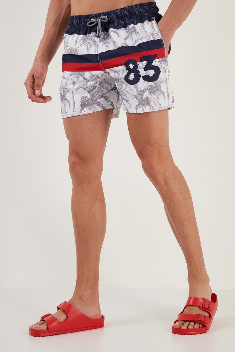 Buratti Patterned Swim Shorts with Waistband and Pockets Men's Swimsuit Short 380K917  - Image 3