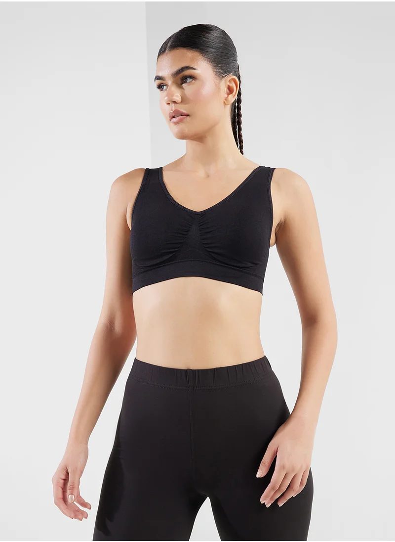 فورورد Ruched Plunge Neck Sports Bra