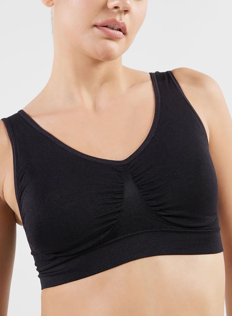 FRWD Ruched Plunge Neck Sports Bra