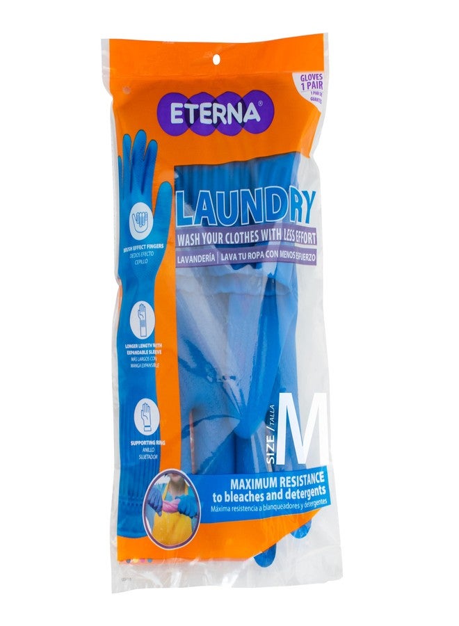 ETERNA Gloves Extra Long, Gloves for Laundry, Kitchen and Household Cleaning, Brush Effect on Fingers, Longer Lenght with Expandable Sleeve, Size M, 3.63 Oz - Image 1