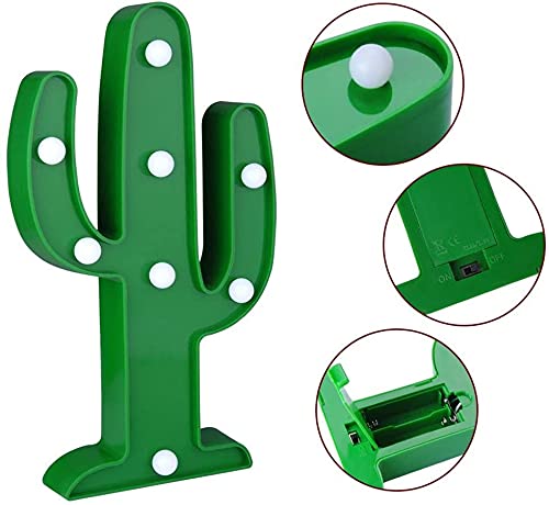 YiaMia LED Night Light LED Cactus Light Table Lamp Light for Kids' Room Bedroom Gift Party Home Decorations Green - Image 5
