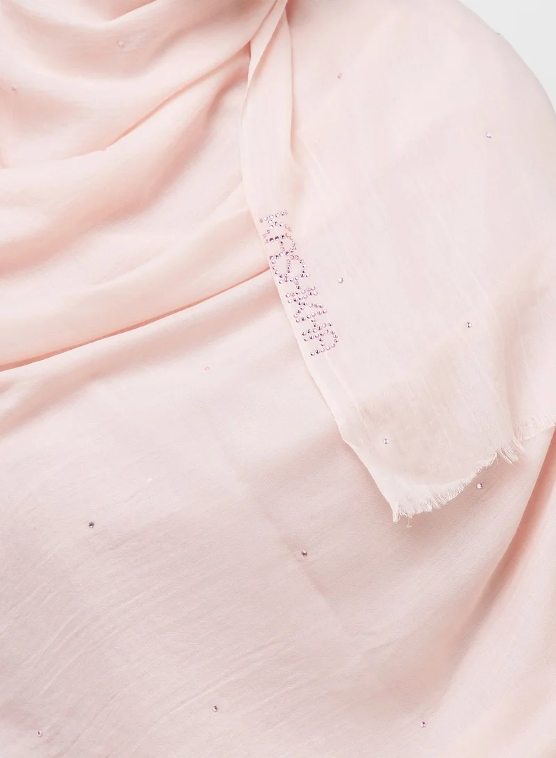 KASHKHA Cotton Hijab With Stone Work