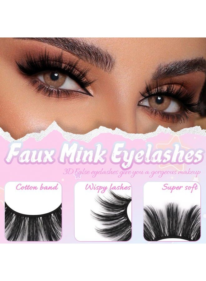 Losha False Eyelashes 10 Pairs Wispy Faux Mink Lashes Soft 3D Volume Fake Eyelashes Handmade Reusable False Lashes Dramatic Long Eye Lashes Pack (Glam) - Image 2