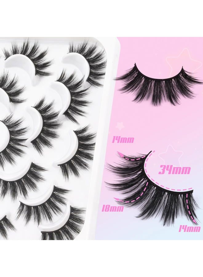 Losha False Eyelashes 10 Pairs Wispy Faux Mink Lashes Soft 3D Volume Fake Eyelashes Handmade Reusable False Lashes Dramatic Long Eye Lashes Pack (Glam) - Image 3