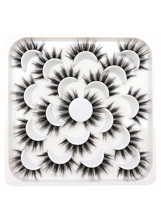 Losha False Eyelashes 10 Pairs Wispy Faux Mink Lashes Soft 3D Volume Fake Eyelashes Handmade Reusable False Lashes Dramatic Long Eye Lashes Pack (Glam) - Image 1