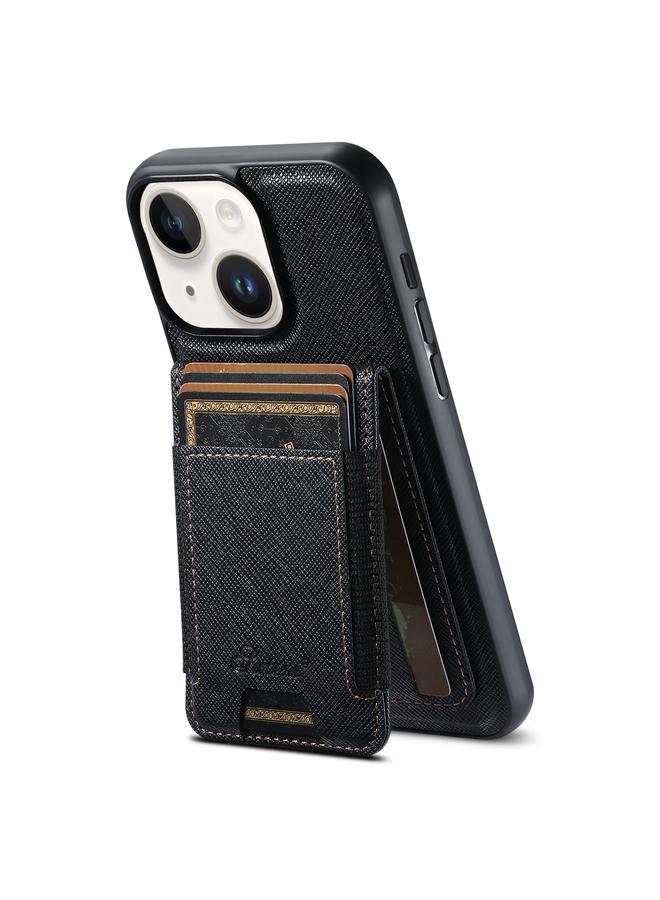 Suteni Case For iPhone 15 H17 Cross Grain Leather MagSafe Detachable Wallet Phone Case - Image 1
