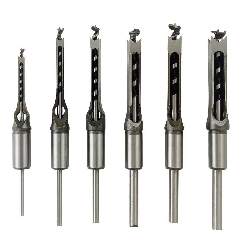 AeKeatDa 6pcs Square Hole Mortise Chisel Drill Bit Tools, 5/8" 9/16" 1/2" 3/8" 5/16" 1/4" for Precise Woodworking - Image 1