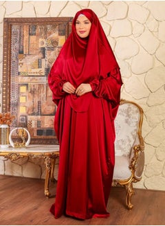Zmurud Practical plain silky satin prayer dress with headscarf from zmurud fashion - French  - Image 3