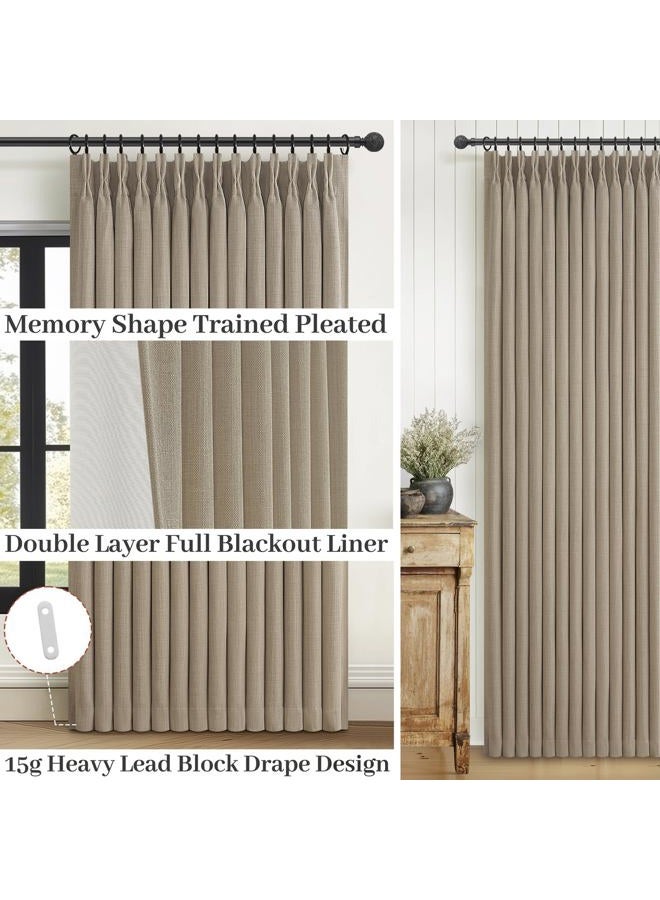 PleatedDrapes Burlywood Birch Black Out Curtains 86 Inches Long for Kids Bedroom, Unique Pleat Two Layer Heavy Linen Noise Cancelling Viral Drape for 84-86 Inch Length Large Window 2 Panels Grey Beige - Image 4