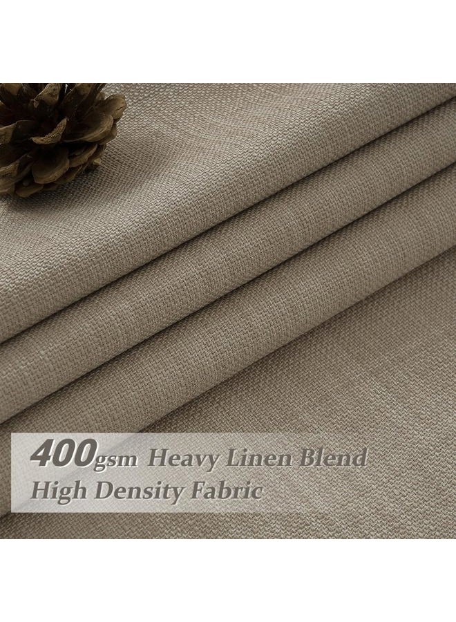 PleatedDrapes Burlywood Birch Black Out Curtains 86 Inches Long for Kids Bedroom, Unique Pleat Two Layer Heavy Linen Noise Cancelling Viral Drape for 84-86 Inch Length Large Window 2 Panels Grey Beige - Image 2