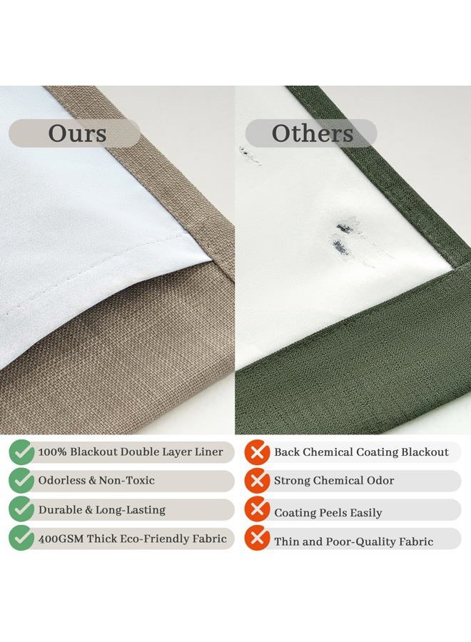 PleatedDrapes Burlywood Birch Black Out Curtains 86 Inches Long for Kids Bedroom, Unique Pleat Two Layer Heavy Linen Noise Cancelling Viral Drape for 84-86 Inch Length Large Window 2 Panels Grey Beige - Image 5