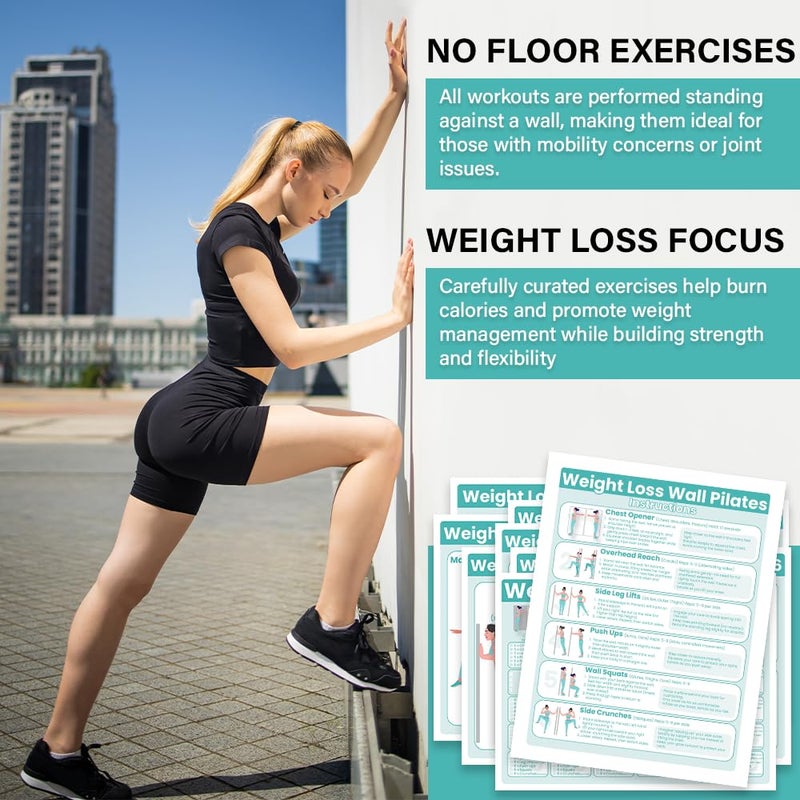 Auroscent Wall Pilates Workouts for Beginners Senior Fitness Program, 30-Day Wall Pilates Workouts for Beginners, Weight Loss Exercise, No Floor Exercises - Image 5