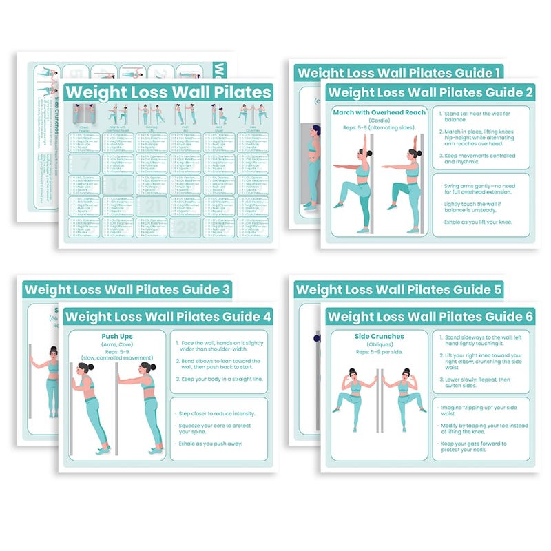 Auroscent Wall Pilates Workouts for Beginners Senior Fitness Program, 30-Day Wall Pilates Workouts for Beginners, Weight Loss Exercise, No Floor Exercises - Image 1