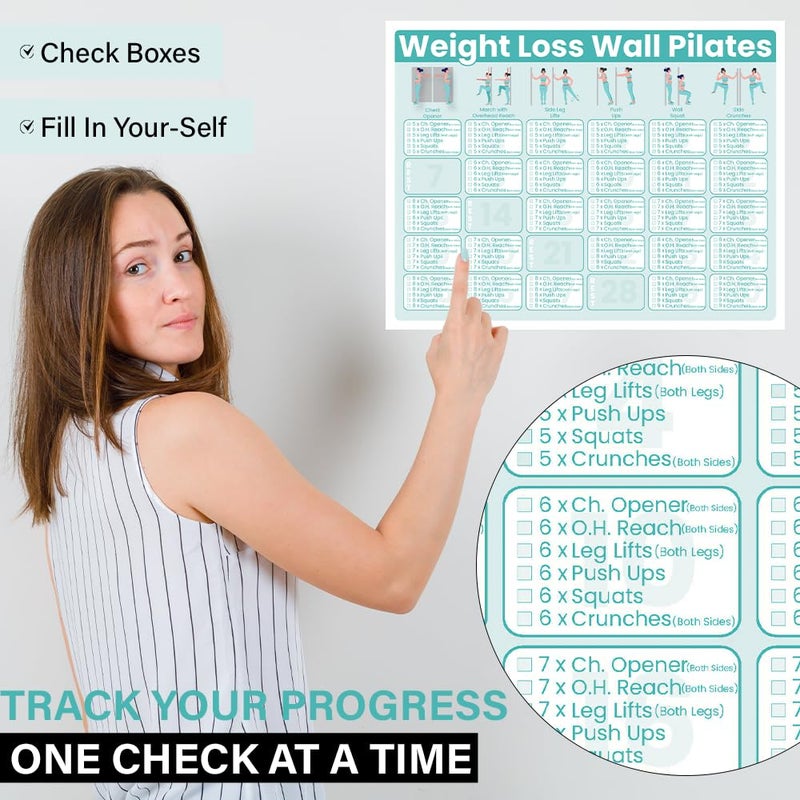 Auroscent Wall Pilates Workouts for Beginners Senior Fitness Program, 30-Day Wall Pilates Workouts for Beginners, Weight Loss Exercise, No Floor Exercises - Image 2