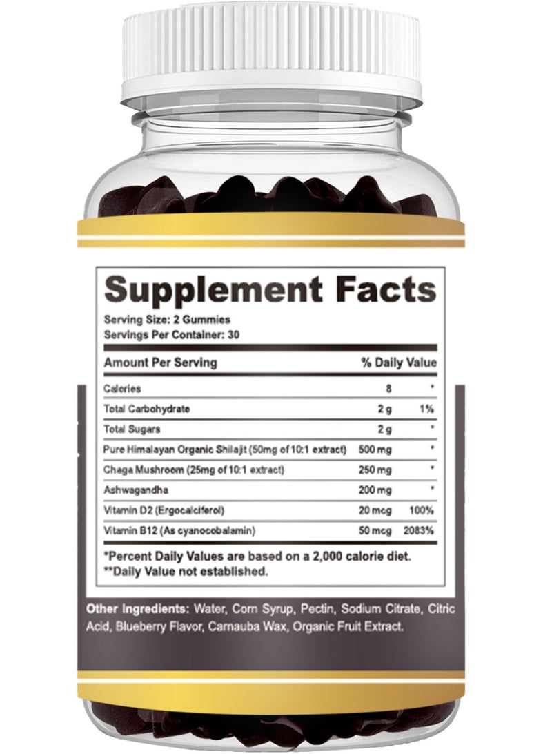 كيتو شيلاجيت الهيمالايا (شيلاجيت) للرجال والنساء - ما يعادل 500 ملغ - معزز الطاقة الطبيعية والقدرة على التحمل - 60 كومي نباتي | - مكمل فولفيك المعدني - Image 2