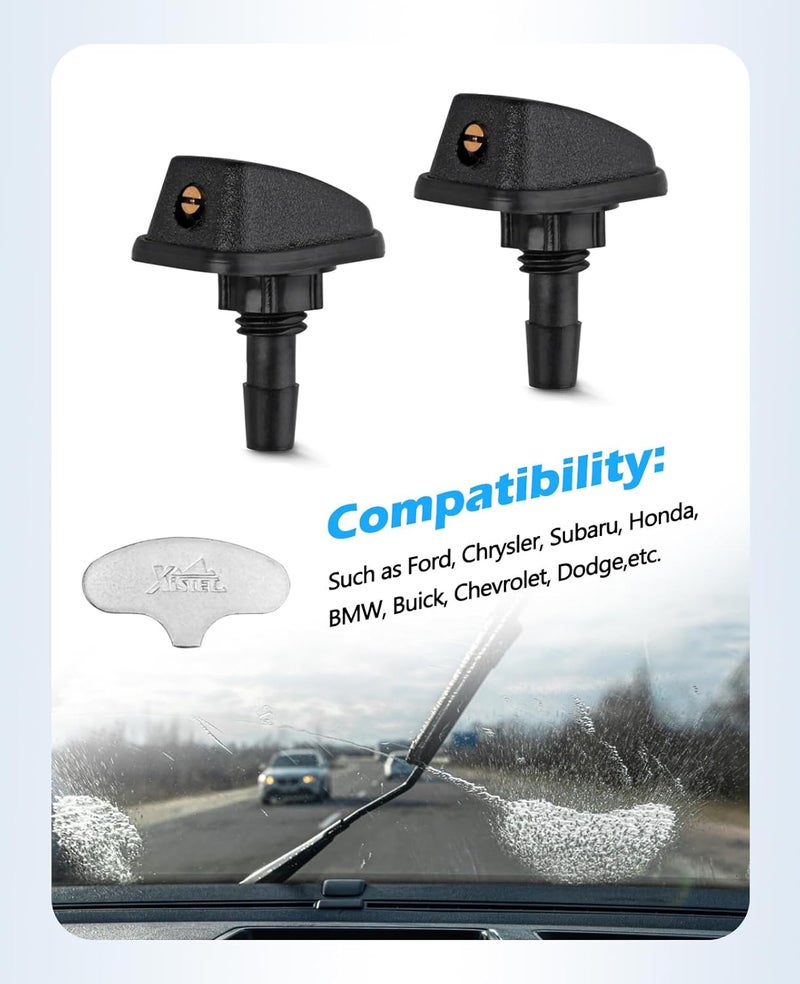 Xislet 2 Pack Universal Aimable Front Windshield Washer Nozzle Sprayer Work on Vehicle with 8mm Opening Hole in the hood Included Brass Nozzle Adjuster - Image 5