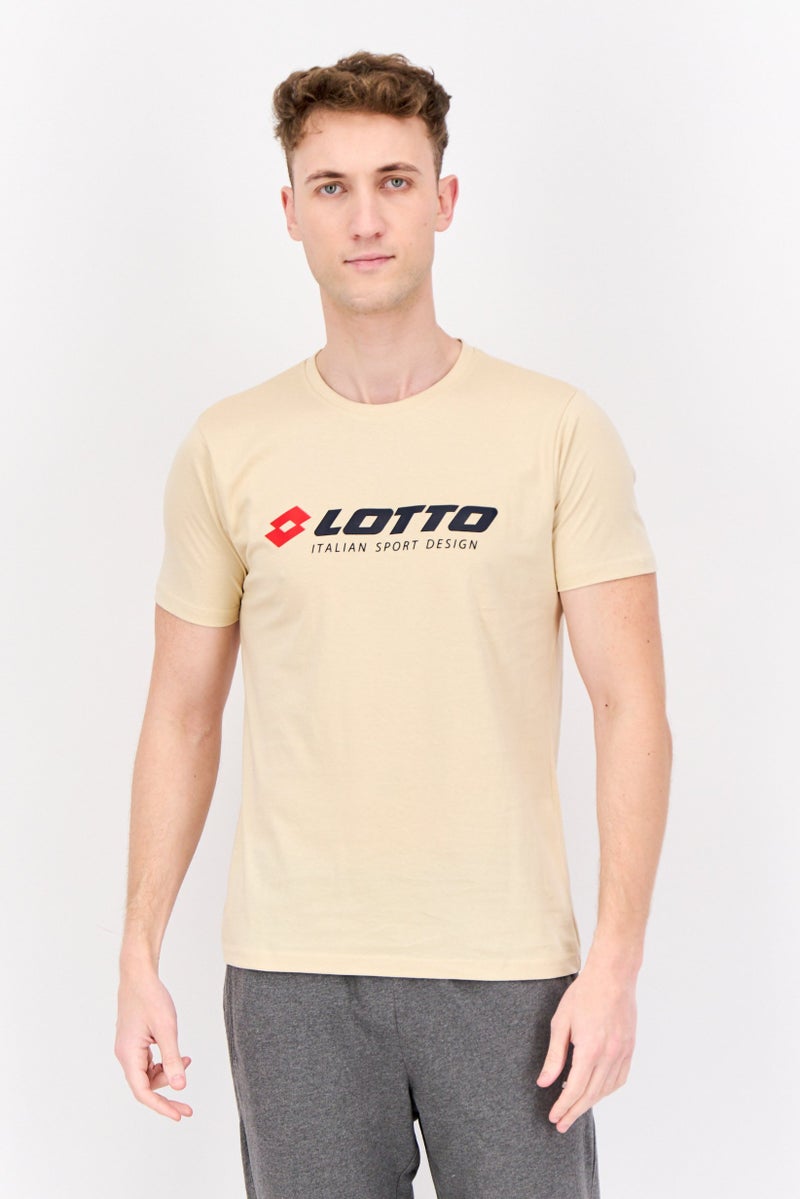 LOTTO Men Sportswear Fit Short Sleeves Outdoor T-shirt, Beige - Image 1