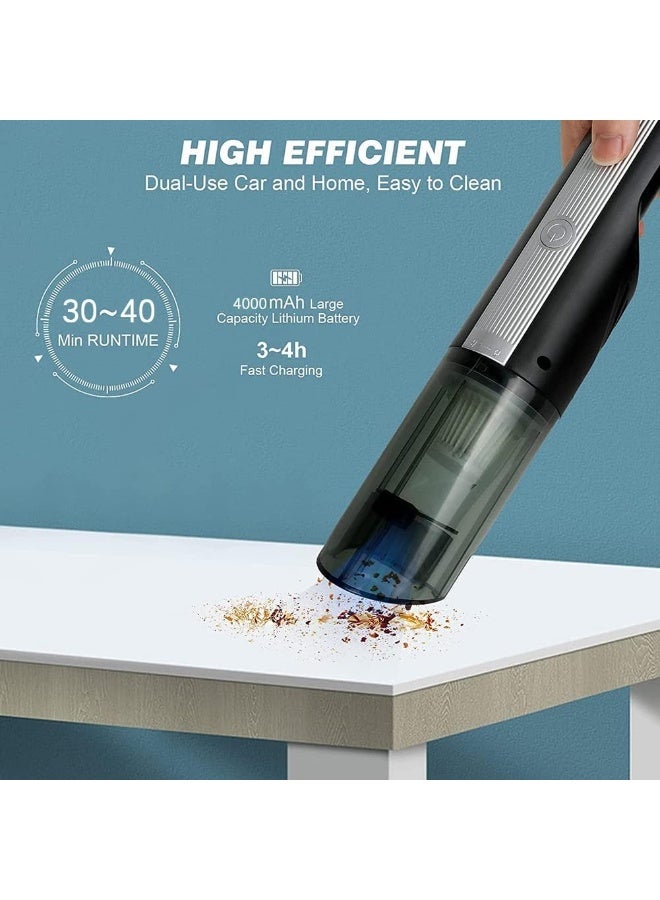 INGUNAR مكنسة كهربائية محمولة، مكنسة سيارة قوية 12000Pa مكنسة يدوية لاسلكية 120W 4000mAh مكنسة صغيرة قابلة للشحن للمنزل والمكتب والسيارة ولوحة المفاتيح والكمبيوتر - Image 3