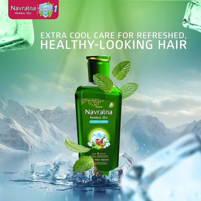 emami Himani Navratna Extra Thanda Oil - 300ml | Cooling Hair & Body Oil with 9 Active Herbal Ingredients - Image 4