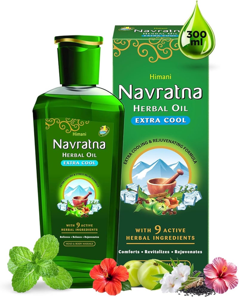 emami Himani Navratna Extra Thanda Oil - 300ml | Cooling Hair & Body Oil with 9 Active Herbal Ingredients - Image 1