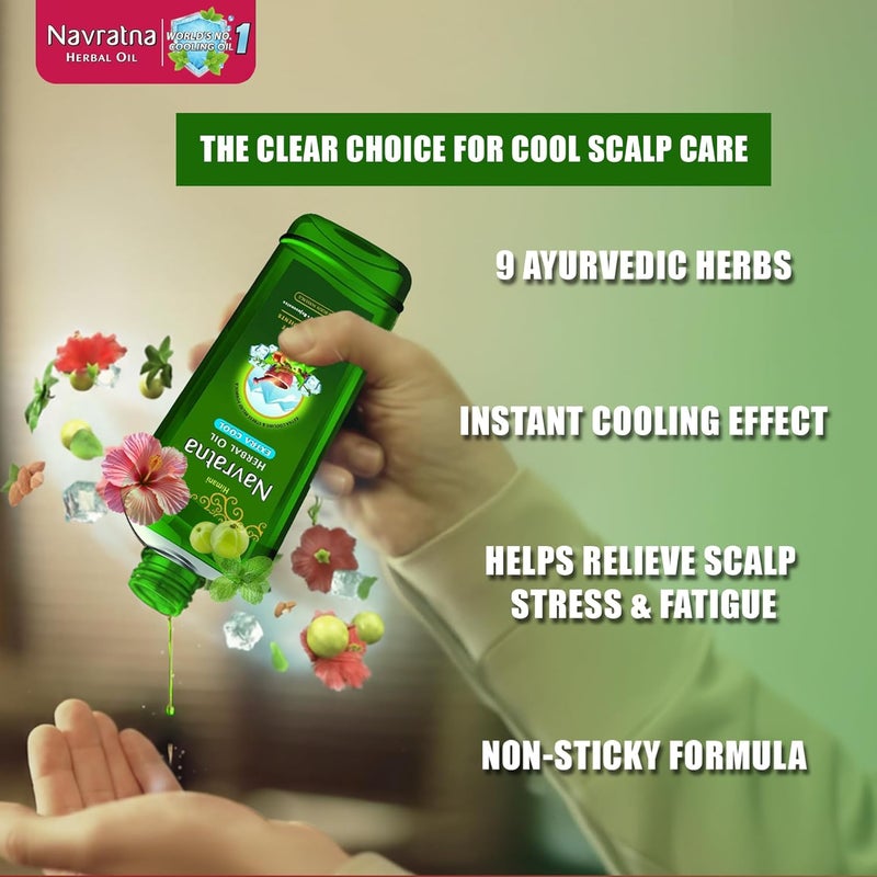 emami Himani Navratna Extra Thanda Oil - 300ml | Cooling Hair & Body Oil with 9 Active Herbal Ingredients - Image 3