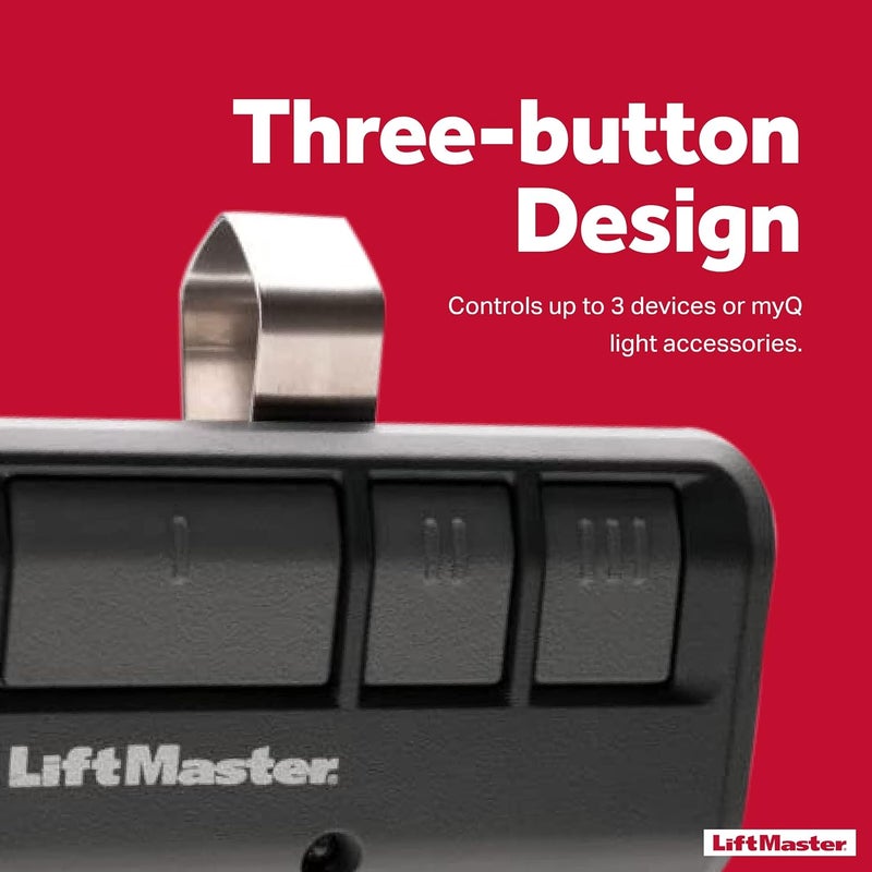 LiftMaster ليفتمستر 893ماكس أمان 20 جهاز تحكم عن بعد لبوابة 3 أزرار مع مشبك نظارات عبوة من 1 - Image 5