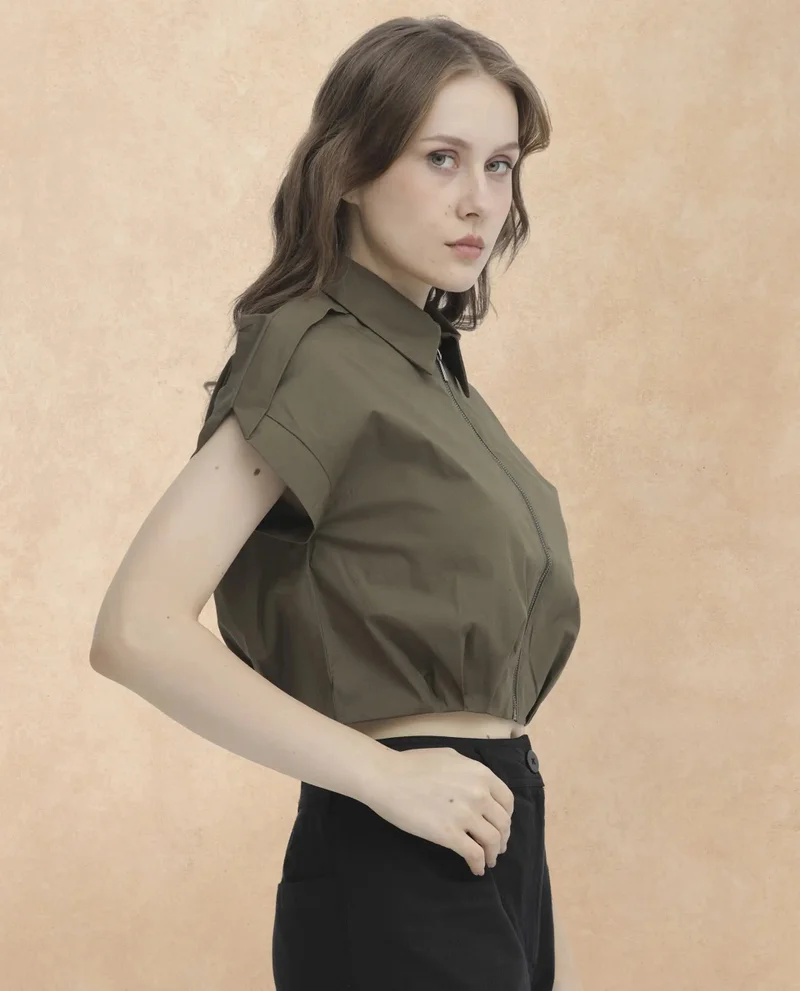 Rareism Women's Boxy Sleeveless Top With Zipper Detail