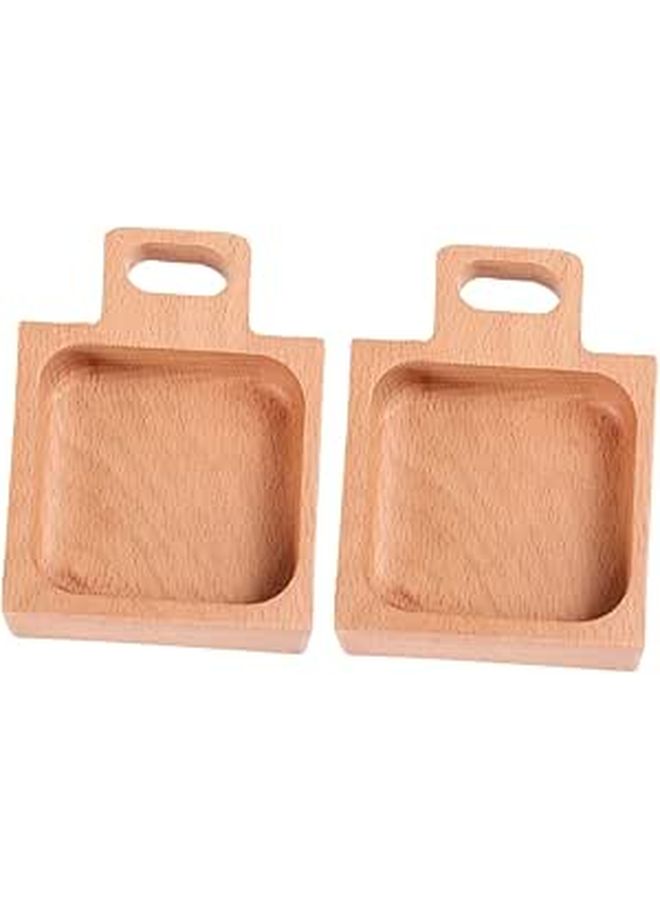 2pcs Beech Wood Small Appetizer Plates Serving Trays For Entertaining - Image 1