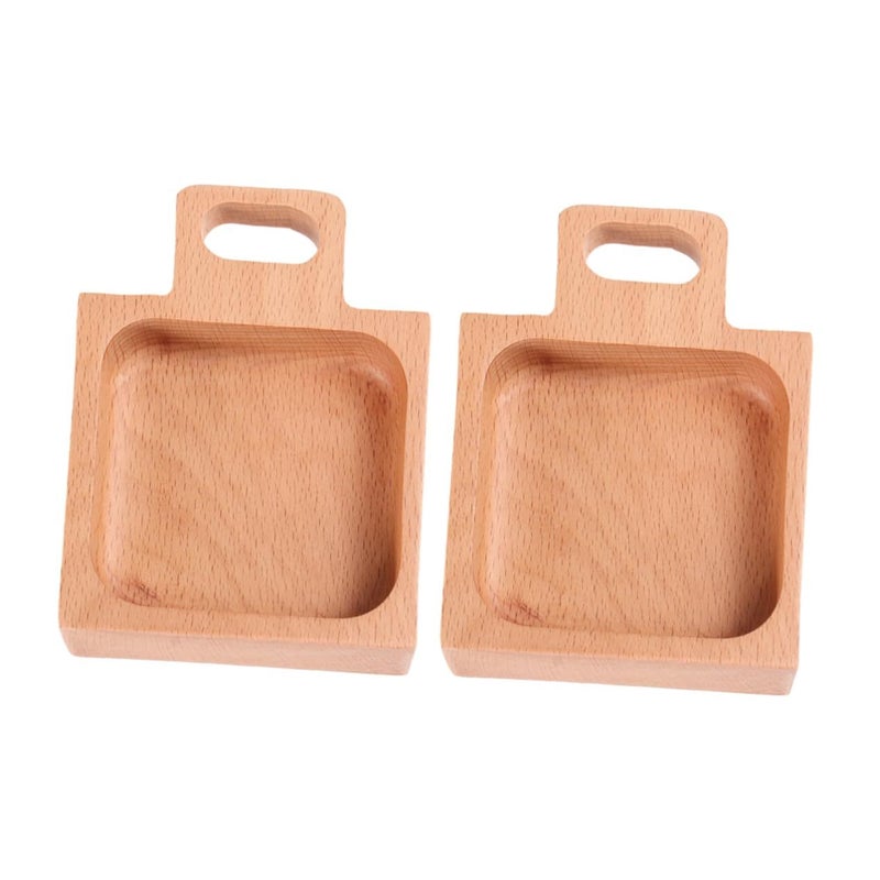 2pcs Beech Wood Small Appetizer Plates Serving Trays For Entertaining - Image 2