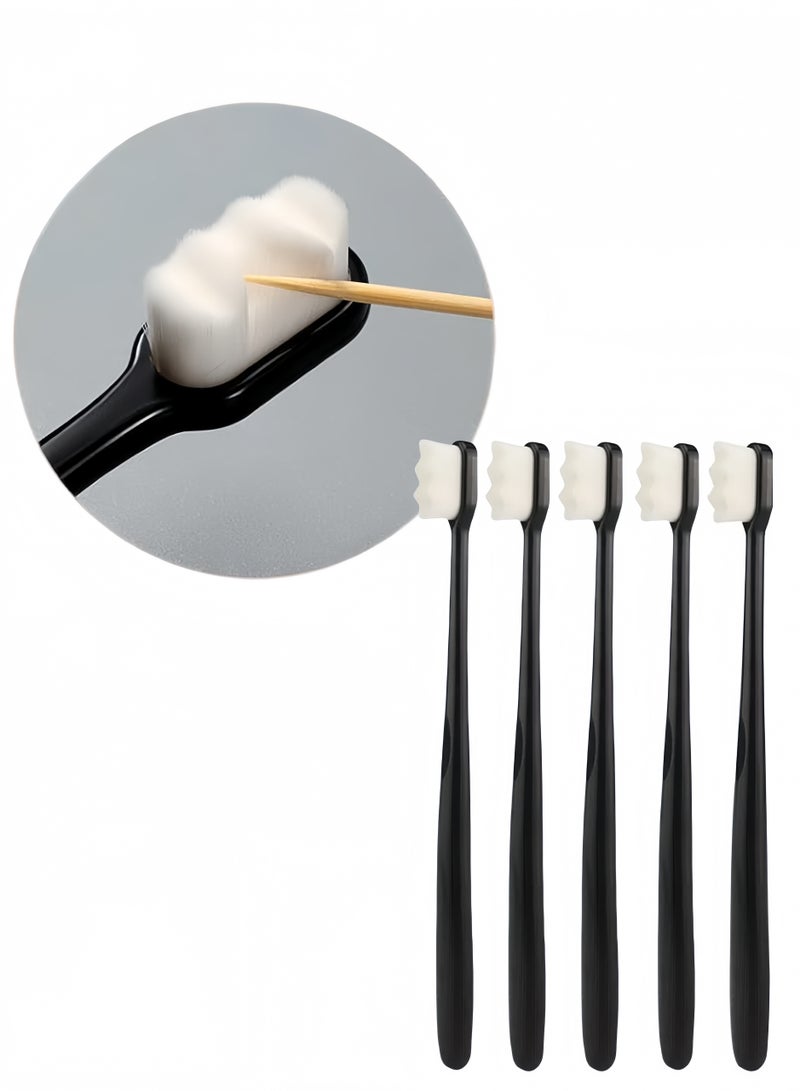 CHU DAI 5-Pack Extra Soft Toothbrush for Sensitive Gums and Teeth with 20,000 Ultra Soft Bristles. Micro-Nano Toothbrush. Excellent Cleaning Effect (Black) - Image 1