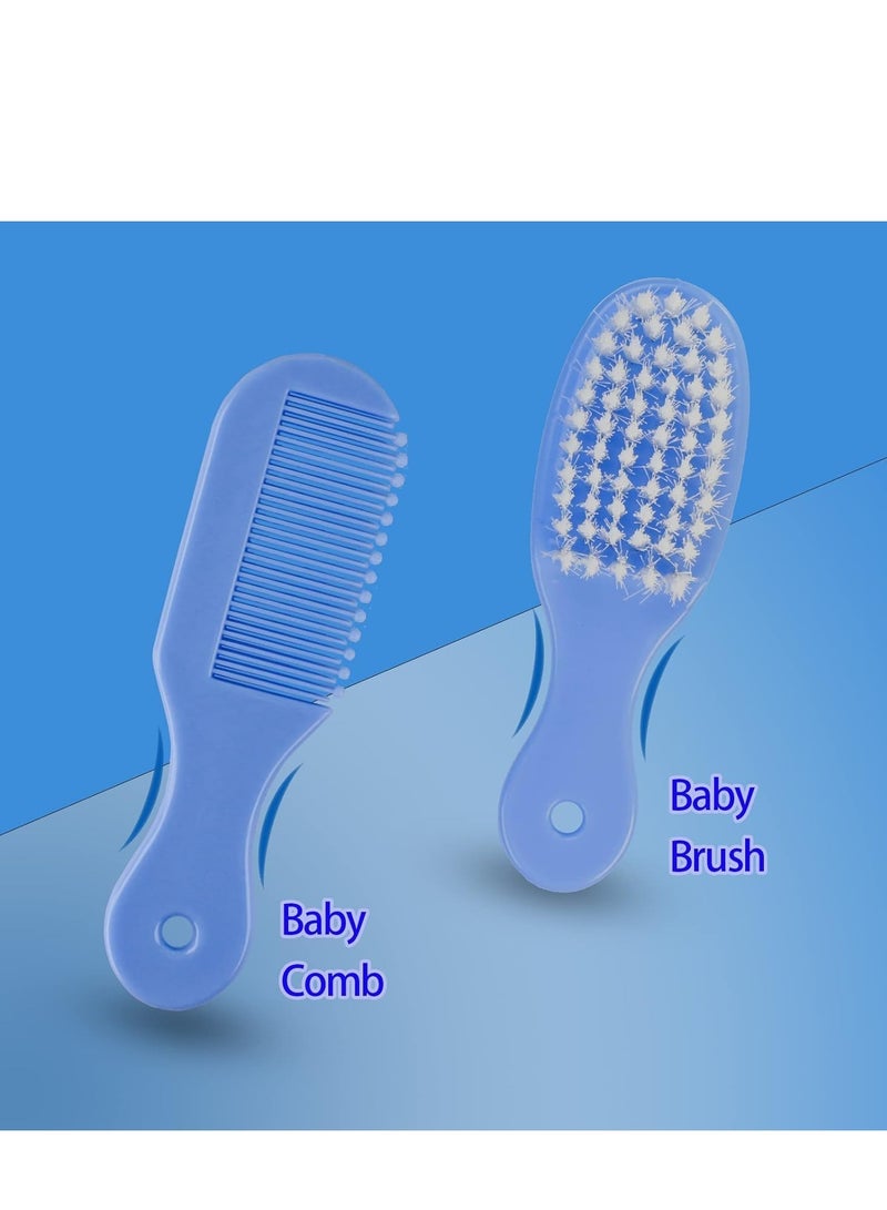 FengSVMA Baby Grooming Kit, 8 in 1 Baby Hair Brush/Nail Clipper/Nose Cleaner/Finger Toothbrush/Nail Scissors/Manicure Kit for Baby Care Keep Healthy and Clean(Blue) - Image 5