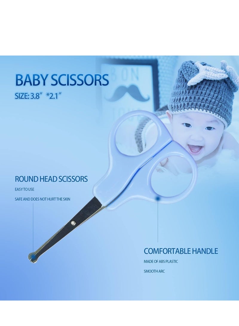 FengSVMA Baby Grooming Kit, 8 in 1 Baby Hair Brush/Nail Clipper/Nose Cleaner/Finger Toothbrush/Nail Scissors/Manicure Kit for Baby Care Keep Healthy and Clean(Blue) - Image 3