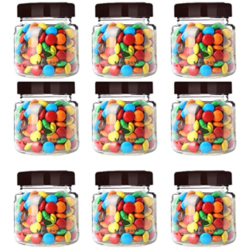SAND DUNE Set of 9, 500 ml Each Storage Glass Jar Brown Cap, Transparent | BPA Free | Storage Jar Containers for Kitchen Pantry for Cookies, Dry Fruits, Masala, Spices, cereal, and flour - Image 1