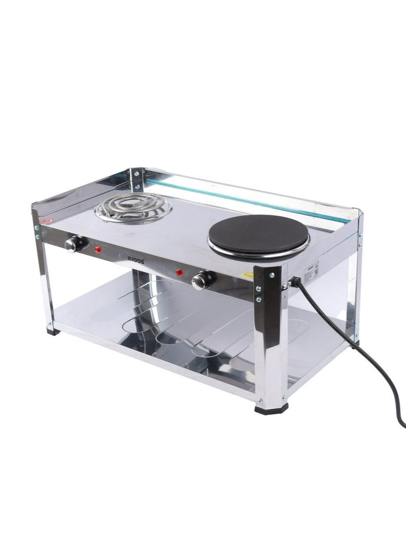 كروس منقل كهربائي عين وسخان تحكم فى درجات الحرارة وتحكم فى التشغيل بقدره 2500 واط لون فضى لامع - Image 2