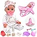 SMILESSKIDDO 14 Baby Doll with Washable Dolls Accessories Lifelike Soft Babydoll Pretend Play Includes Carrier Bassinet Bed Doll Clothes Feeding Set Gift Idea for Girls 1 2 3 Year Old - Image 3