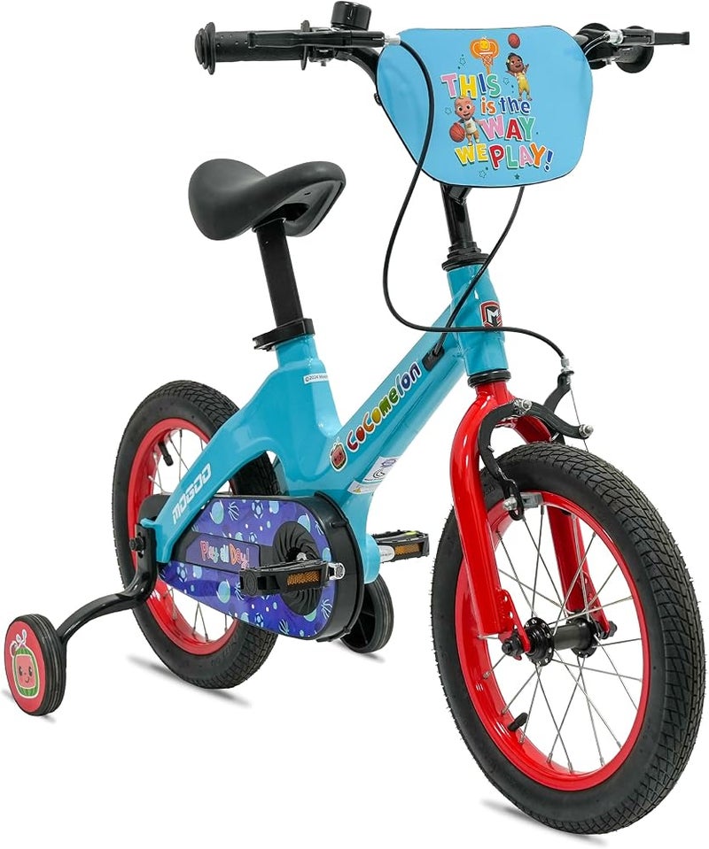 Mogoo Spark Kids Magnesium Alloy Bike for 2-8 Years Old Boys Girls, Adjustable Height, Disc Handbrakes, 12/14/16-Inch Bicycle w Training Wheels (14 inch with Training Wheels, Cocomelon Blue) - Image 2