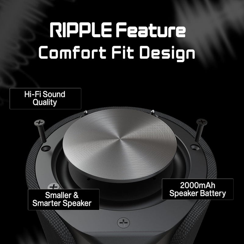 هاي فيوتشر سماعة لاسلكية محمولة Hifuture Ripple BeatMaker IPX7 - أسود - Image 5