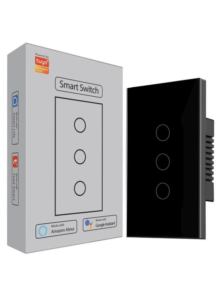 TUYA Tuya Smart WIFI 3 Gang Light Touch Switch Works with Amazon Alexa and Google Home  - Image 1