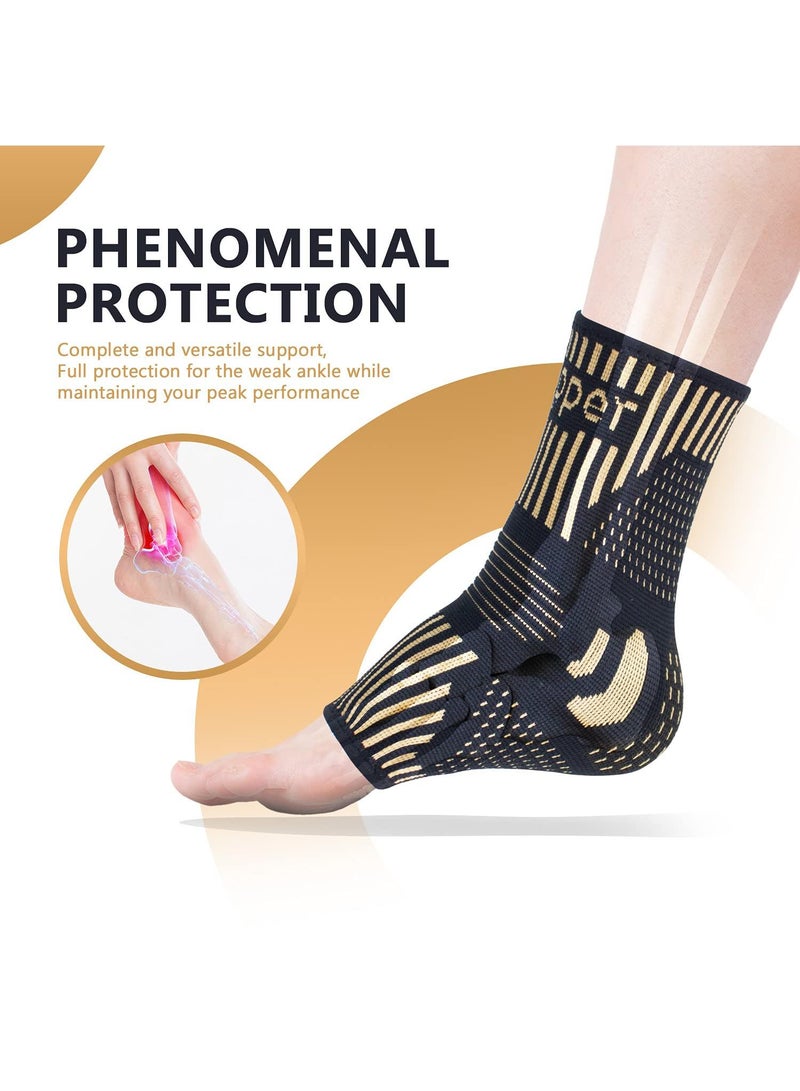 Sweet seven دعامة كاحل نحاسية للرجال والنساء (زوج) - غلاف ضغط الكاحل لتخفيف الألم، التهاب اللفافة الأخمصية، كاحل ملتوي، وتر العرقوب، التعافي، الرياضة - Image 5