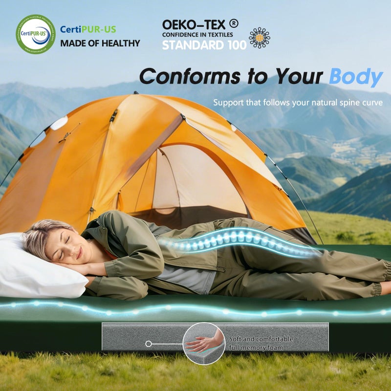 CYMULA Memory Foam Camping Mattress Pad 3 Inch Thick Portable Floor Sleeping Mat [car/Tent/Cot] Sleepover Guest Bed Roll up Cot Mattress for Indoor Outdoor Travel with Bag(Cot 72 * 24 * 3") - Image 4