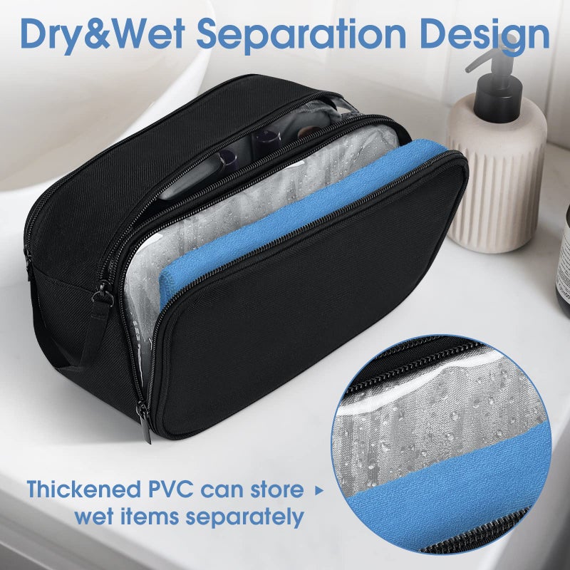 Wedama Toiletry Bag For Men  Handheld Travel Toiletry Bag  Waterproof Travel Bag For Toiletries  Thickened Polyester Travel Dopp Kit  Toiletries Bag For Travel Business Trips And Camping  Black - Image 5